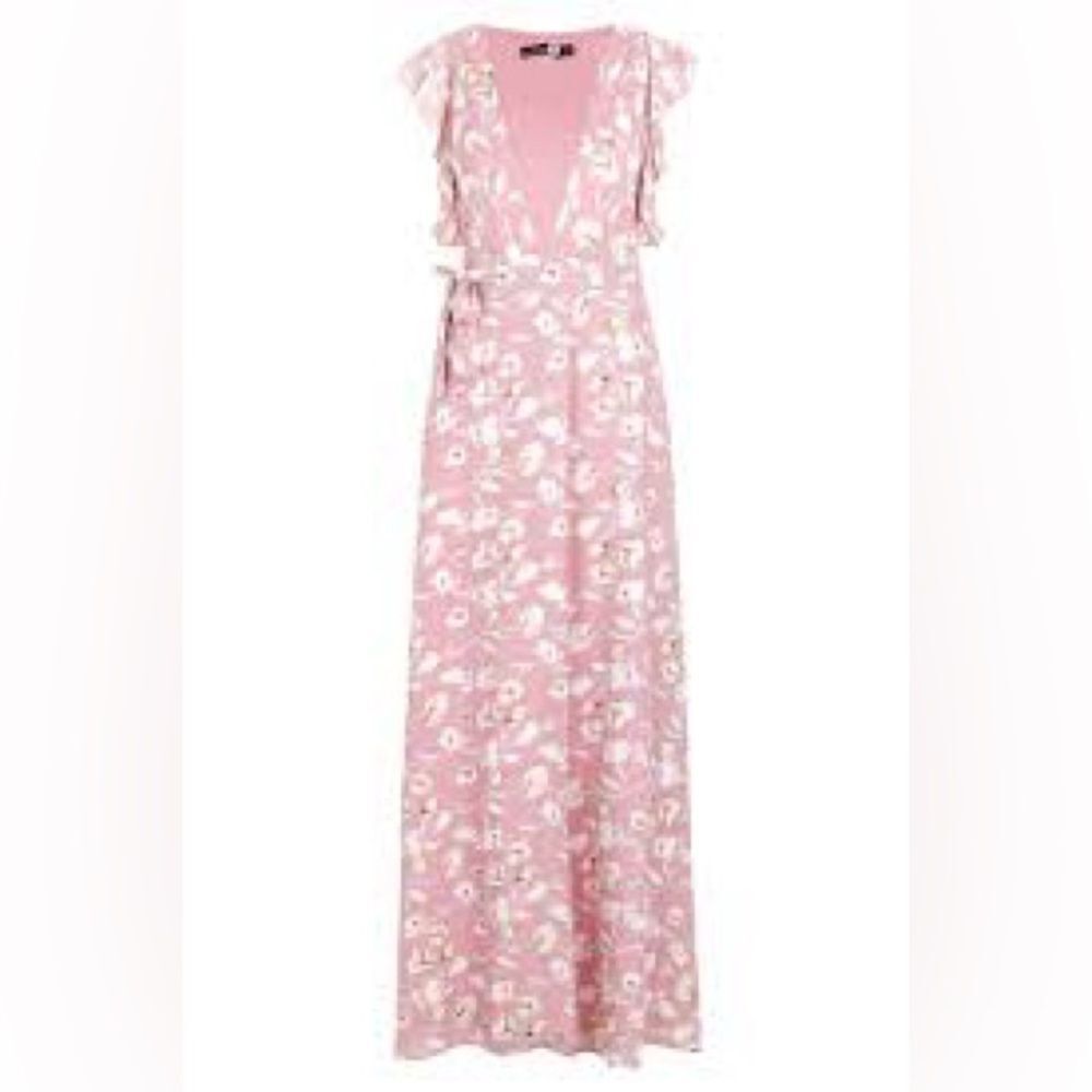 Boohoo FLORAL FRILL DETAIL WRAP MAXI DRESS - Picture 2 of 12